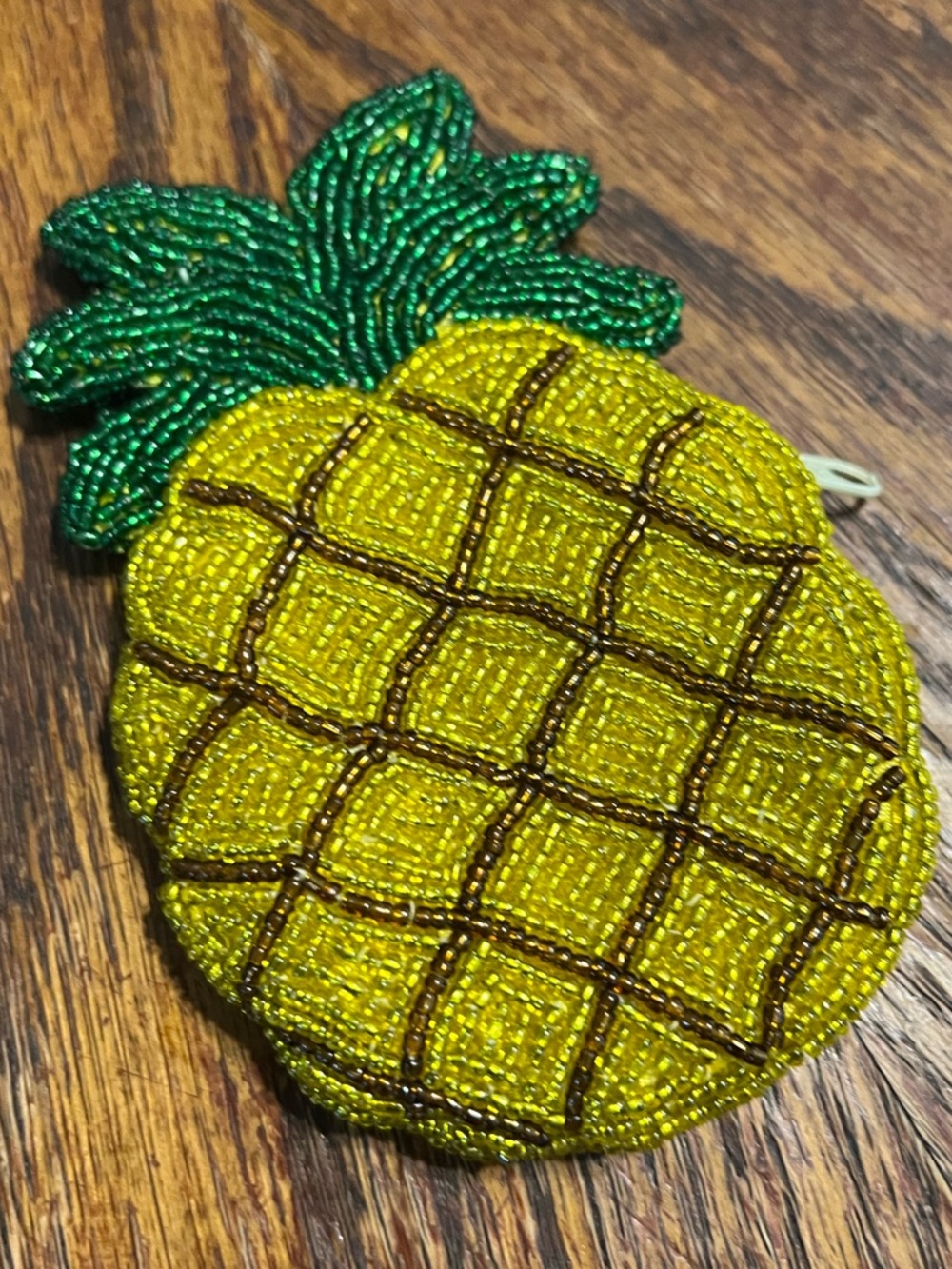 Beaded Pineapple Coin Purse - Yellow & Green